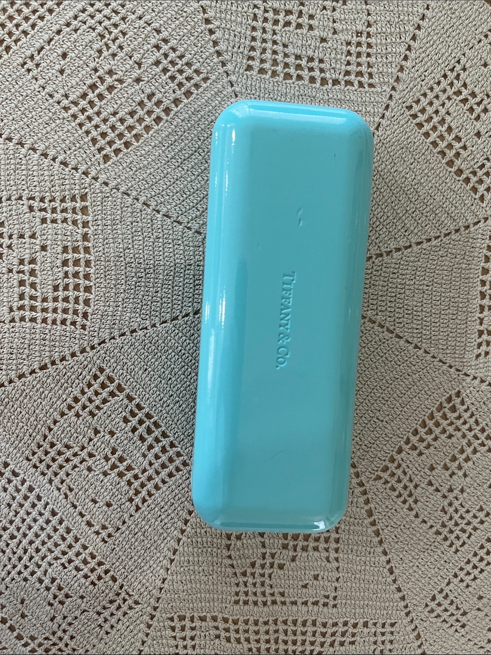 Tiffany & Co. Hard Eyewear Case in Tiffany Blue with Light Brown Interior